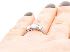1.24 Carat Diamond Trilogy Ring Wearing Hand