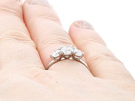 1.14 Carat Trilogy Ring Wearing Finger