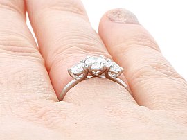 1.10 Carat Trilogy Ring Wearing Finger