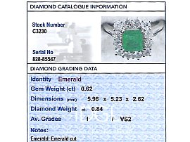 1970s Emerald Ring Grading Card