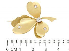 Antique Gold Leaf Brooch with Diamonds Ruler