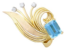 Vintage Aquamarine Earrings in Yellow Gold