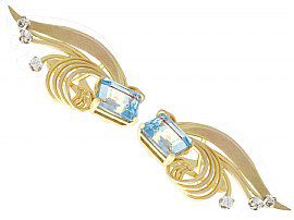 Vintage Aquamarine Earrings in Yellow Gold Side View