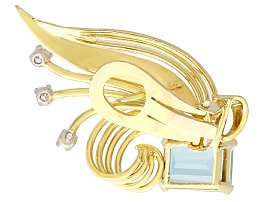 Vintage Aquamarine Earrings in Yellow Gold Reverse