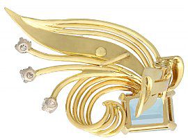 Vintage Aquamarine Earrings in Yellow Gold Reverse