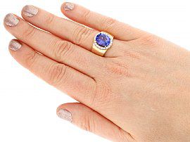 Vintage Tanzanite Ring with Diamonds Wearing