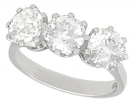 GIA Certified 3.09 ct Diamond and Platinum Trilogy Ring - Antique and Contemporary