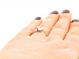 Antique 2 Stone Diamond Ring top down wearing view