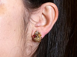 Vintage Gemstone Earrings Wearing 
