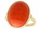 13.20 ct Coral and 14 ct Yellow Gold Ring - Vintage Circa 1950