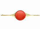 9.51ct Coral and 14 ct Yellow Gold Bar Brooch - German Antique Circa 1930