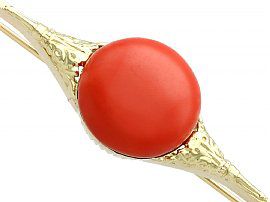 Yellow Gold and Coral Brooch
