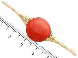 Yellow Gold and Coral Brooch