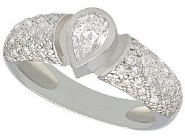1.33ct Diamond and 18ct White Gold Dress Ring - Vintage Circa 1990