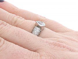 1990s Vintage Diamond Dress Ring Wearing Hand
