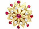 0.73ct Ruby and 0.48ct Diamond, 18ct Yellow Gold Dress Ring - Vintage Circa 1980