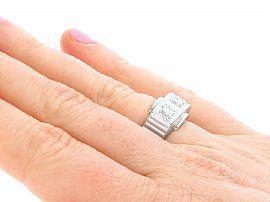 Unisex Trilogy Ring in White Gold Wearing Hand