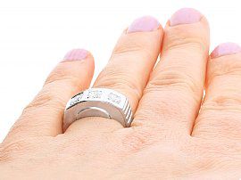 Unisex Trilogy Ring in White Gold Wearing Finger