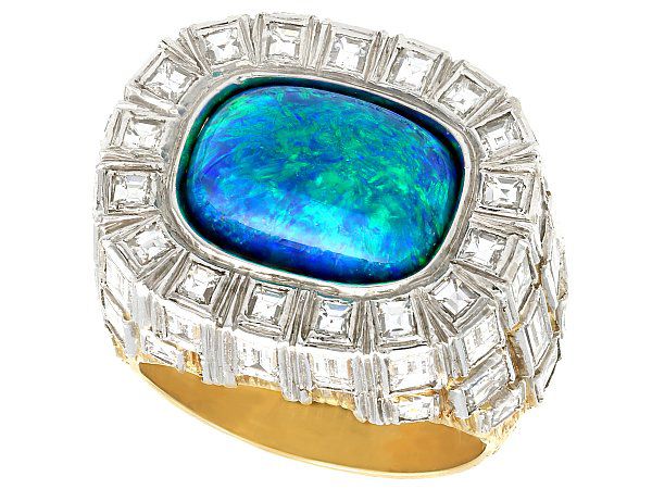Vintage Grima Ring with Opal and Diamonds