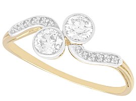 0.78ct Diamond and 15ct Yellow Gold Platinum Set Twist Engagement Ring - Antique Circa 1920