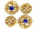 0.60ct Sapphire and 18ct Yellow Gold Cufflinks by Van Cleef and Arpels - Vintage French Circa 1960