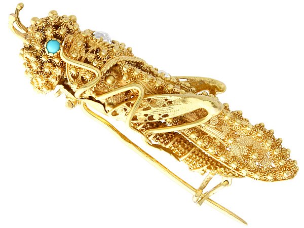 Antique Gold Grasshopper Brooch