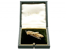 Antique Gold Grasshopper Brooch Boxed