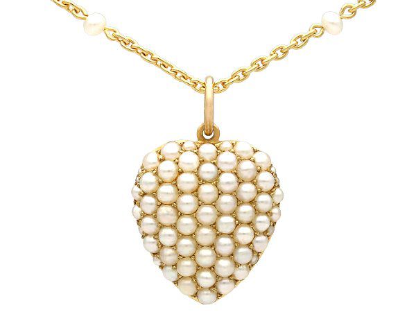 Seed Pearl Heart Shaped Victorian Pendant