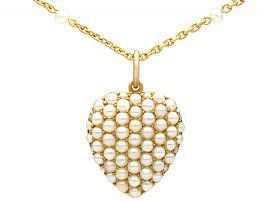 Seed Pearl Heart Shaped Victorian Pendant