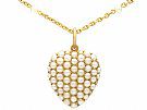 Seed Pearl 15ct Yellow Gold Heart Shaped Pendant - Antique Circa 1890