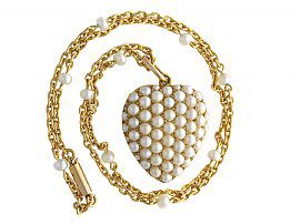 Seed Pearl Heart Shaped Victorian Pendant Full view