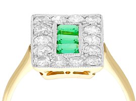 Rectangular Emerald and Diamond Cocktail Ring