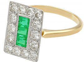 Rectangular Emerald and Diamond Dress Ring
