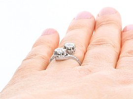 1920s Diamond Twist Engagement Ring Wearing Finger