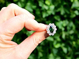 Antique 1920s Tourmaline and Diamond Ring Outside