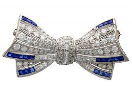 Diamond and Sapphire Bow Brooch