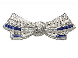 Diamond and Sapphire Bow Brooch Antique