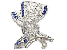 Antique Diamond and Sapphire Bow Brooch