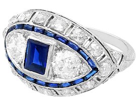 1930s Platinum Sapphire and Diamond Ring