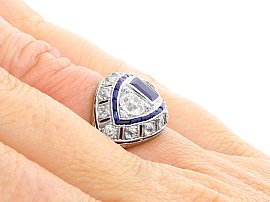 French Platinum Sapphire and Diamond Ring