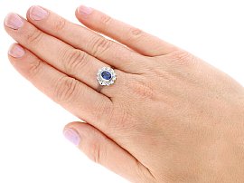 Oval Blue Sapphire and Diamond Ring Wearing