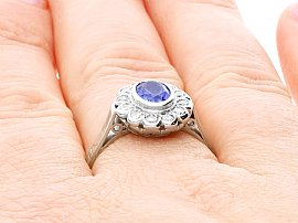 Oval Blue Sapphire and Diamond Ring Wearing