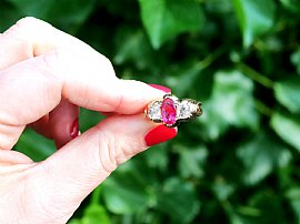 Victorian Oval Ruby and Diamond Ring Outside 