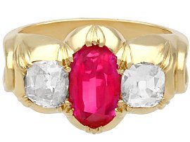 Victorian Oval Ruby and Diamond Ring