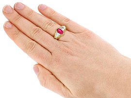 Wearing Victorian Oval Ruby and Diamond Ring