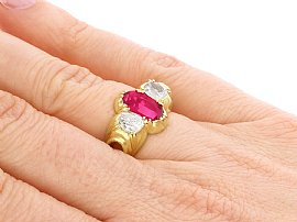 Wearing Victorian Oval Ruby and Diamond Ring