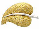 0.32ct Diamond and 18ct Yellow Gold Leaf Brooch - Vintage 1963