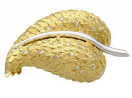 Gold Leaf Brooch with Diamonds