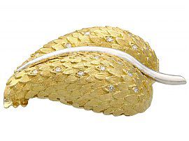 Gold Leaf Brooch with Diamonds