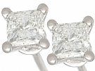 1.07ct Diamond and 18ct White Gold Stud Earrings - Vintage Circa 1990